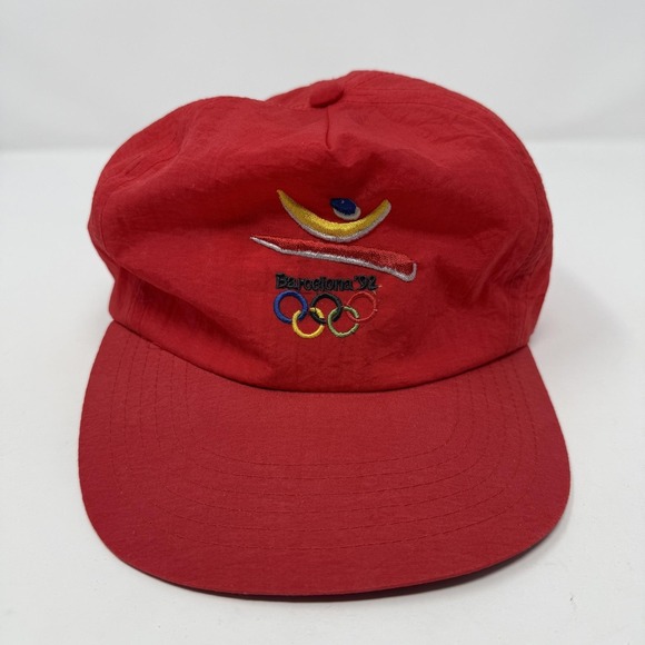 The Unbranded Brand Other - Vintage Barcelona 1992 Olympics Hat Cap Snap Back Mens One Size Red Rings 90s